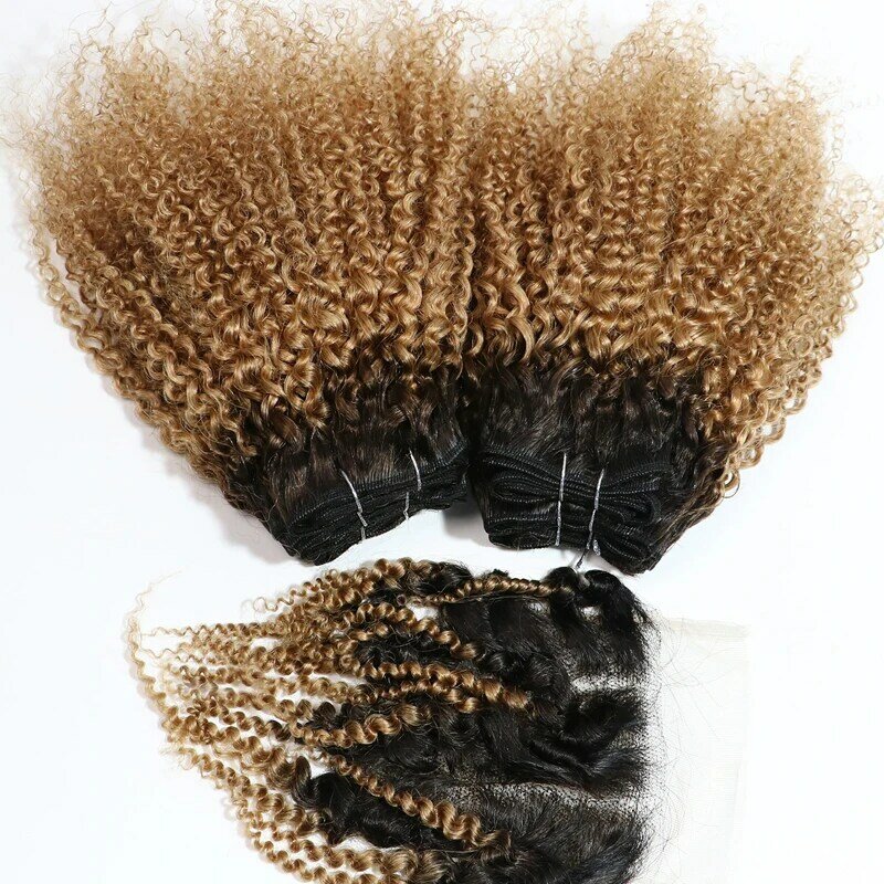 6 حزم من الشعر البرازيلي المغزول ومزودة بغالق مع ربطة من الشعر الريمي الطبيعي