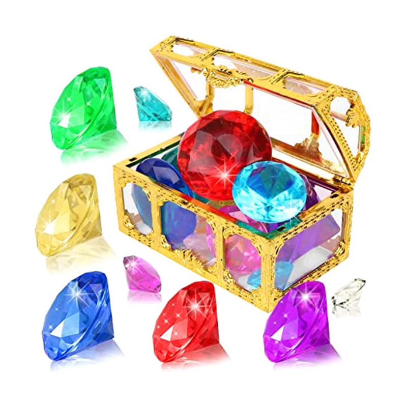 الغوص جوهرة بركة اللعب الملونة الماس جوهرة مع الكنز القراصنة صندوق الصدر الصيف تحت الماء الأحجار الكريمة مجموعة