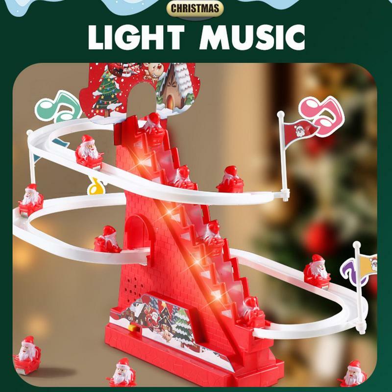 سانتا كلوز درج تسلق اللعب للأطفال ، المسار الكهربائي ، ألعاب الشريحة مع الضوء والموسيقى ، هدايا عيد الميلاد ، التلقائي ، التعليم