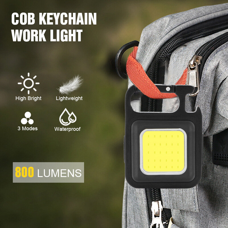 سلسلة المفاتيح LED مشاعل سلسلة مفاتيح صغيرة LED أضواء المحمولة جيب الحجم COB ضوء العمل في الهواء الطلق التخييم ضوء USB الشعلة