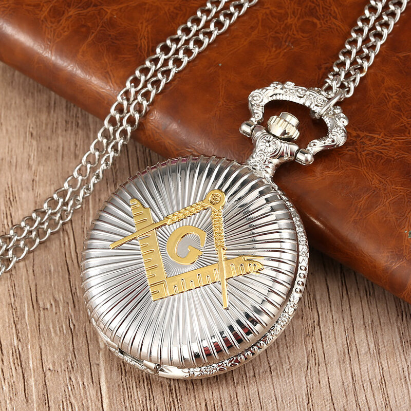 خمر الماسونية ساعة جيب فضية G ساعات كوارتز الماسونية ساعة قلادة أفضل هدية للرجال Freemasons Reloj دي Bolsillo