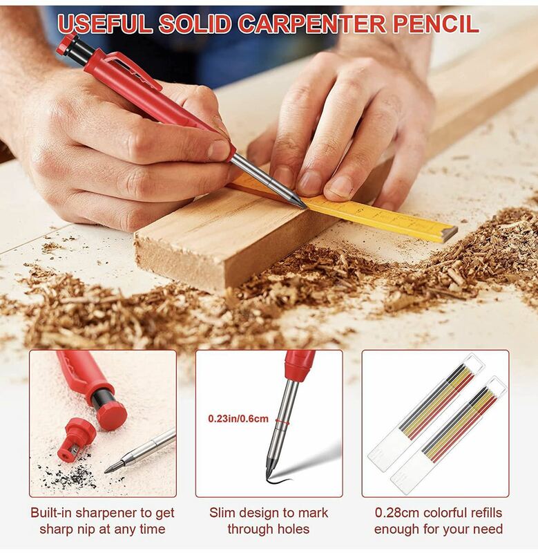 الصلبة نجار مجموعة أقلام رصاص مع المدمج في مبراة الملء يؤدي يمكن أن ترسم على المعادن البلاستيك والزجاج والخشب للبناء
