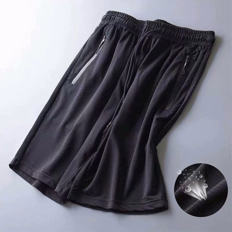 M-5XL Men's Summer Loose Quick-Drying Breathable Shorts Ice Silk Pants Sweatpants Ultra-Thin Mesh Running Fitness