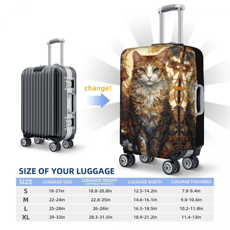 غطاء حقيبة القط الأنيق ، حقيبة الأمتعة ، الحيوانات والأزهار ، حماية السفر العملية ، العطلة