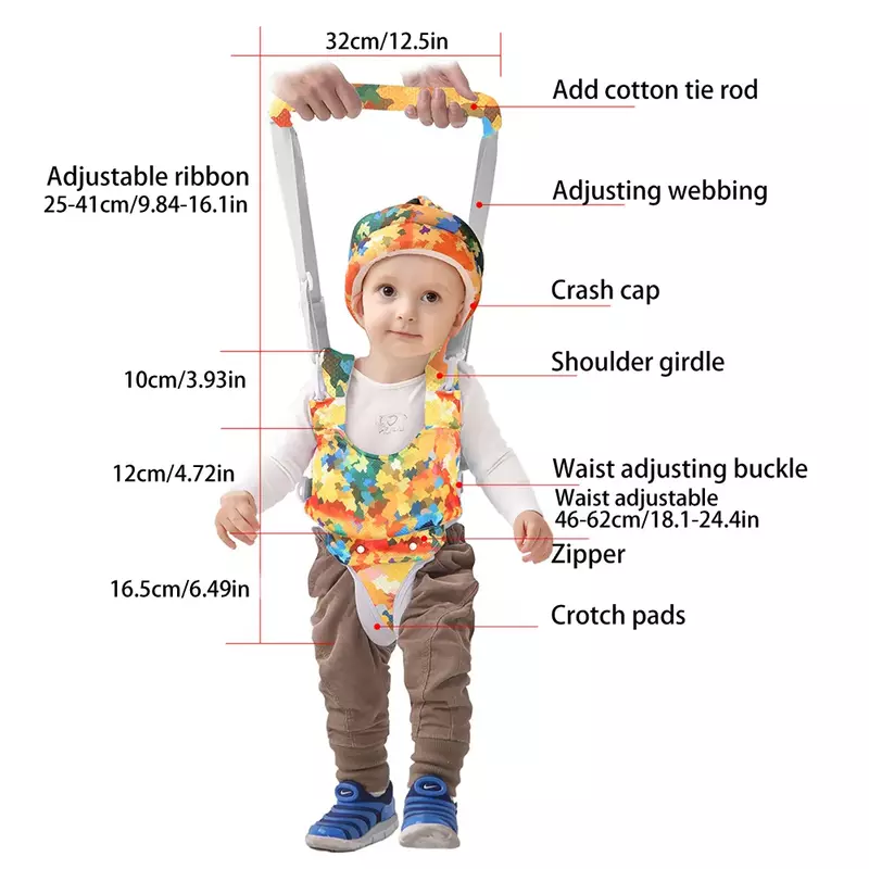 حبل المشي مع خوذة السلامة للطفل ، حماية رأس طفل صغير ، أغطية الرأس ووكر ، وسادة مضادة للسقوط ، تعلم المشي