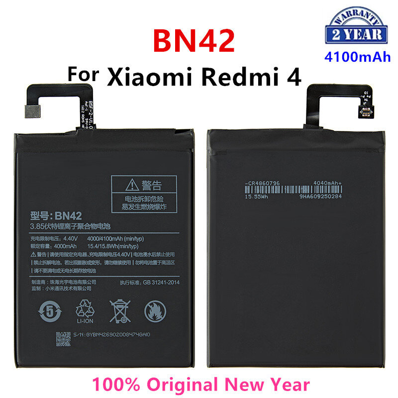 Xiao mi 100% الأصلي BN42 4100mAh بطارية ل شاومي Redmi 4 BN42 عالية الجودة الهاتف استبدال بطاريات + أدوات