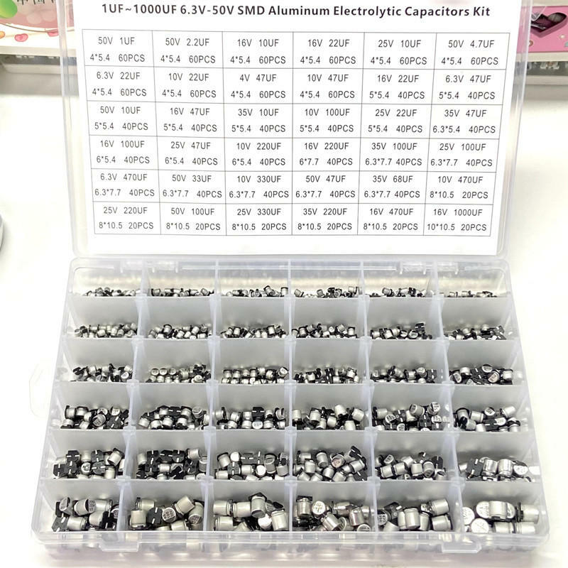 صندوق عينات المكثفات الإلكتروليتية من الألومنيوم ، رقاقة SMD 36 قيمة ، 1 ~ من من من من من من من من من من ، 4V-60V ،