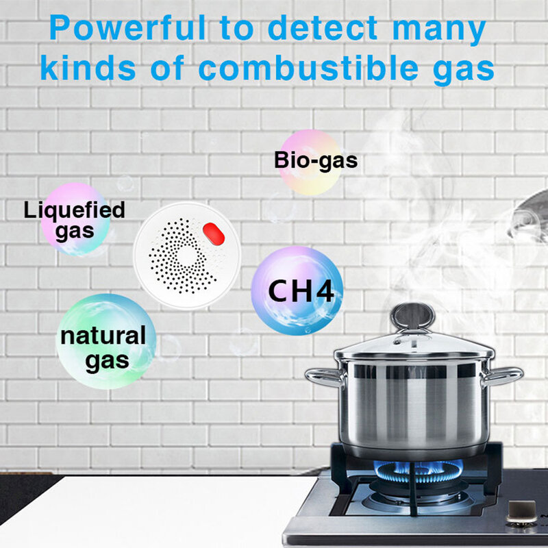 مستشعر الغاز الطبيعي Tuya Wifi قابل للاحتراق كاشف إنذار الغاز الذكي المنزلي جهاز استشعار التسرب السلامة من الحرائق المنزل الذكي
