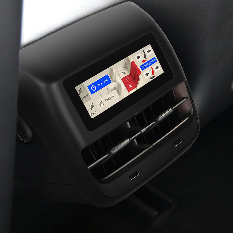 شاشة Podofo للمقعد الخلفي لتسلا ، نظام ترفيه ، تحكم في المناخ مع تدفئة المقعد ، 4.6 بوصة ، 3 Y-