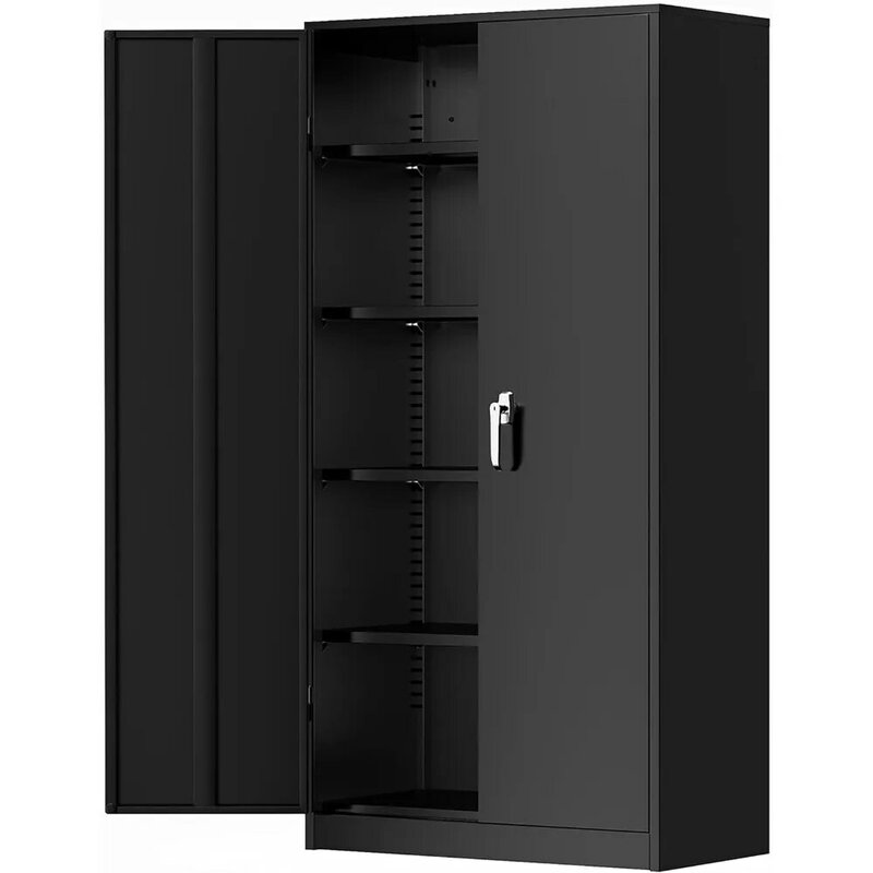 خزانة ملفات معدنية مع أبواب ، خزانة ملفات قابلة للقفل ، قفل أسود من الفولاذ ، 4 أرفف ، 72 رفوف