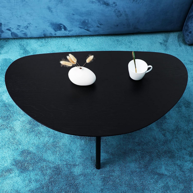 طاولة قهوة بيضاوية حديثة لغرفة المعيشة ، مساحة صغيرة ، منتصف القرن ، أسود ، 18.9 "D x 33.47" W x 15.75 "H