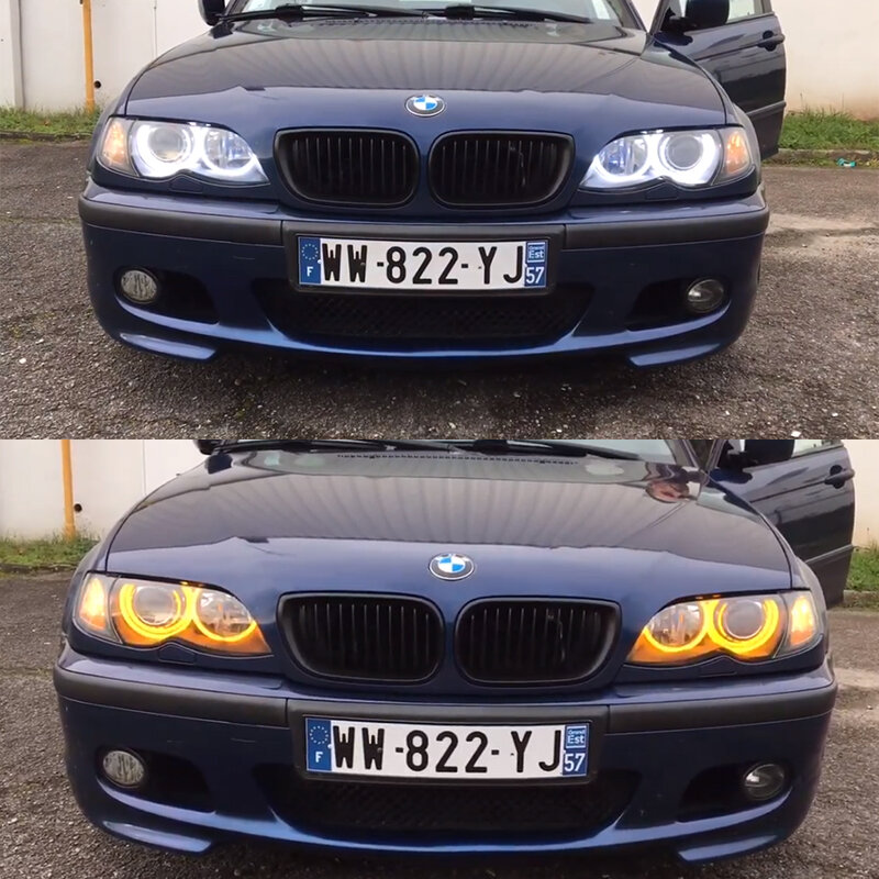 ل BMW 3 سلسلة E46 316i 318i 320d 323i 328i 330i 325xi 330d 1998-2005 ممتاز LED القطن عيون الملاك هالو خواتم النهار ضوء