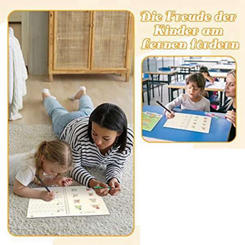 كتاب ممارسة الكتابة اليدوية القابل لإعادة الاستخدام باللغة الإنجليزية ، لوحة كتب الأطفال ، مجموعة كاملة ، تعلم الكتابة