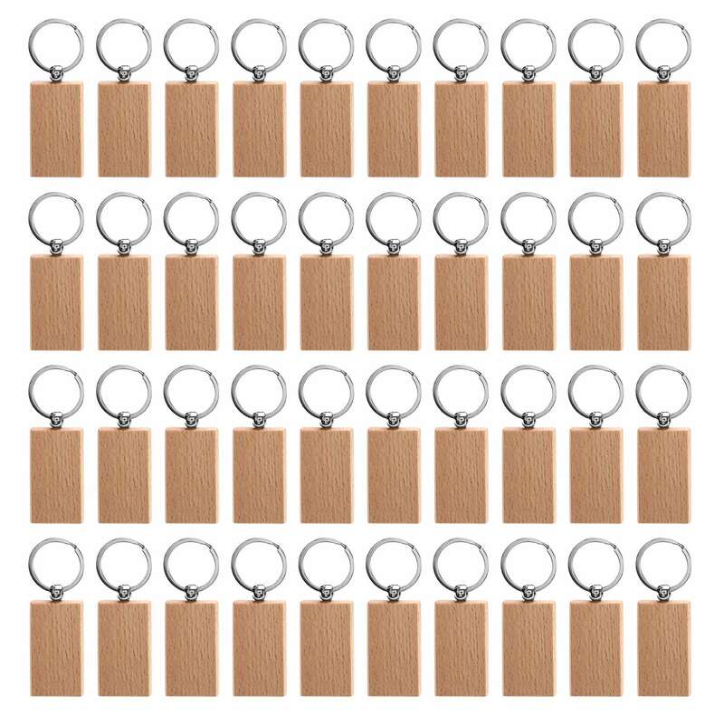سلسلة مفاتيح خشبية مستطيلية فارغة ، سلاسل مفاتيح خشبية تصنعها بنفسك ، هدايا ، 40 *