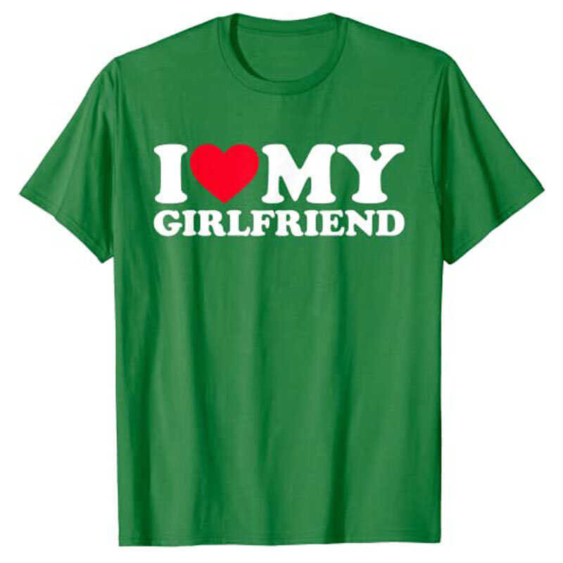 أنا أحب صديقتي قميص أنا القلب صديقتي قميص GF تي شيرت بويفريندز هدايا عيد الحب زي الجرافيك المحملة القمم