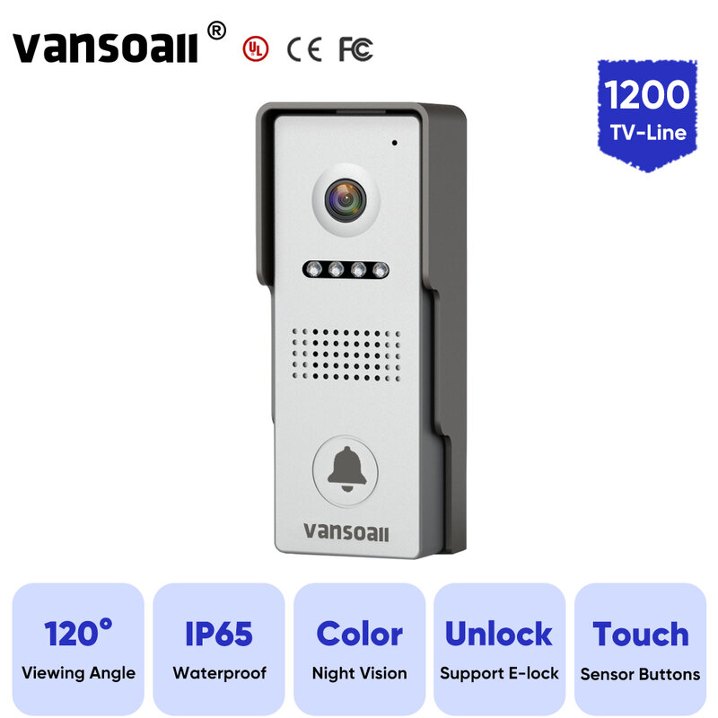 VANSOALL فيديو جرس الباب 1200TVL في الهواء الطلق كاميرا 120 درجة زاوية عرض IP65 مقاوم للماء تعمل باللمس الاستشعار زر اللون للرؤية الليلية 4-السلكية