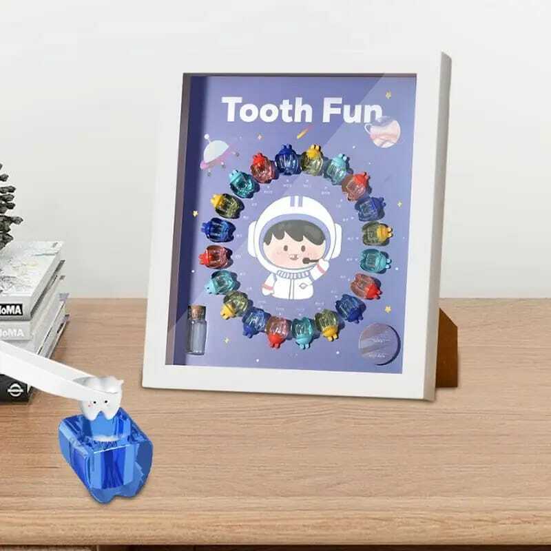 صندوق خرافي للأسنان تذكار ، عرض الأسنان الأولى ، أسنان الطفل ، إطار الصورة ، منظم الأطفال ، عيد الميلاد