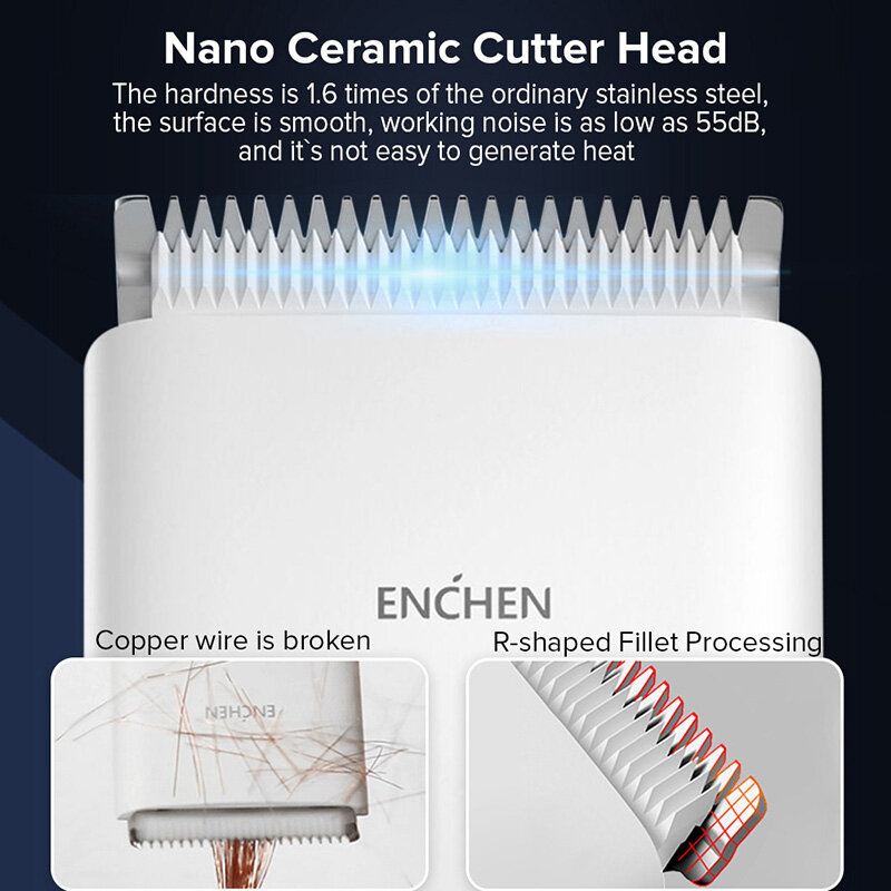 ماكينة قص الشعر الكهربائية من ENCHEN Boost مزودة بوصلة USB للكبار والأطفال ماكينة قص الشعر القابلة لإعادة الشحن بدون سلك والحلاق الاحترافي