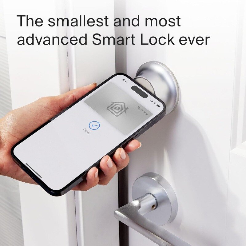قفل مستوى بالإضافة إلى قفل ذكي بالإضافة إلى مفاتيح المنزل أبل ، ديدبولت ذكي للدخول بدون مفتاح ، ويشمل بطاقات المفاتيح (الساتان الكروم)