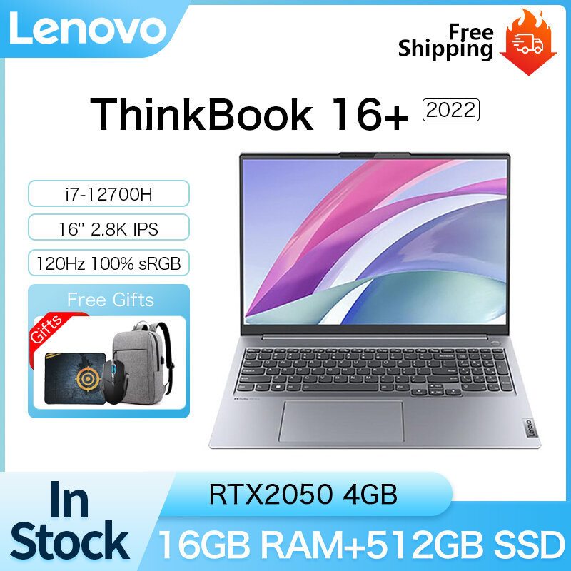 كمبيوتر محمول لينوفو ThinkBook 16 + Business 2022 i5 12500H/i7-12700H RTX2050 16G + 512GB 16 بوصة 2.5K IPS LED-الخلفية سليم نوت بوك Win11