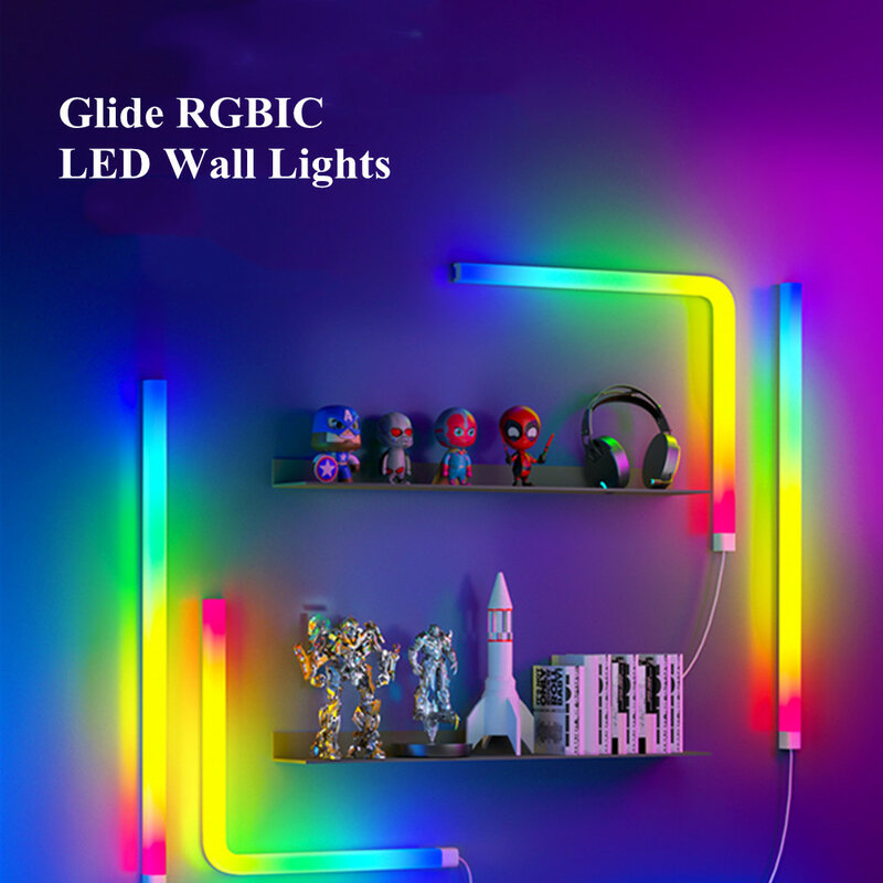 ذكية واي فاي APP التحكم الإنزلاق RGBIC LED أضواء الجدار العمل مع اليكسا وجوجل مساعد للألعاب التلفزيون غرفة نوم ديكور قطاع أضواء