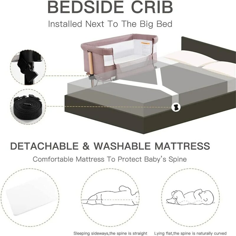 سرير محمول قابل للتعديل للرضع ، سرير وسرير ، 3 في 1