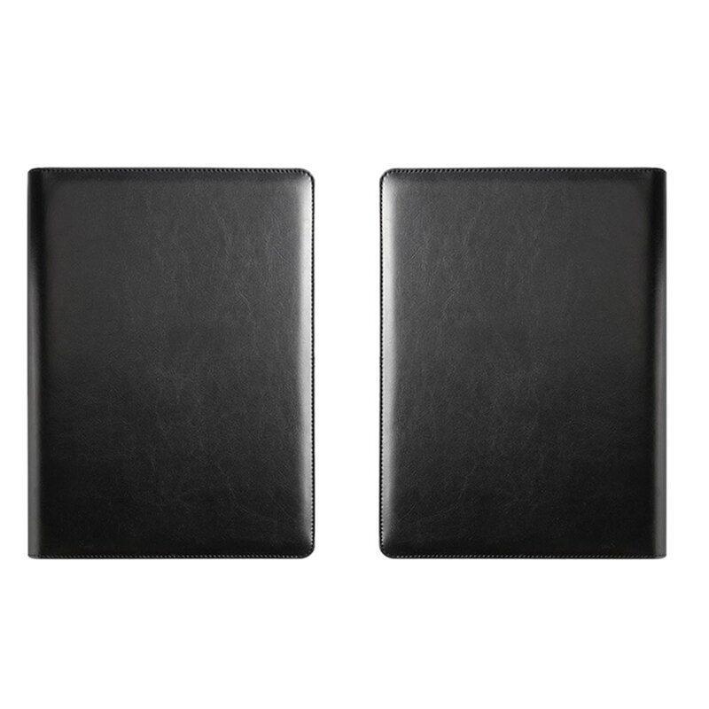 مجلد محفظة جلد أسود للرجال والنساء ، محفظة أعمال ، مع حافظة مقاس A4 ، منظم استئناف