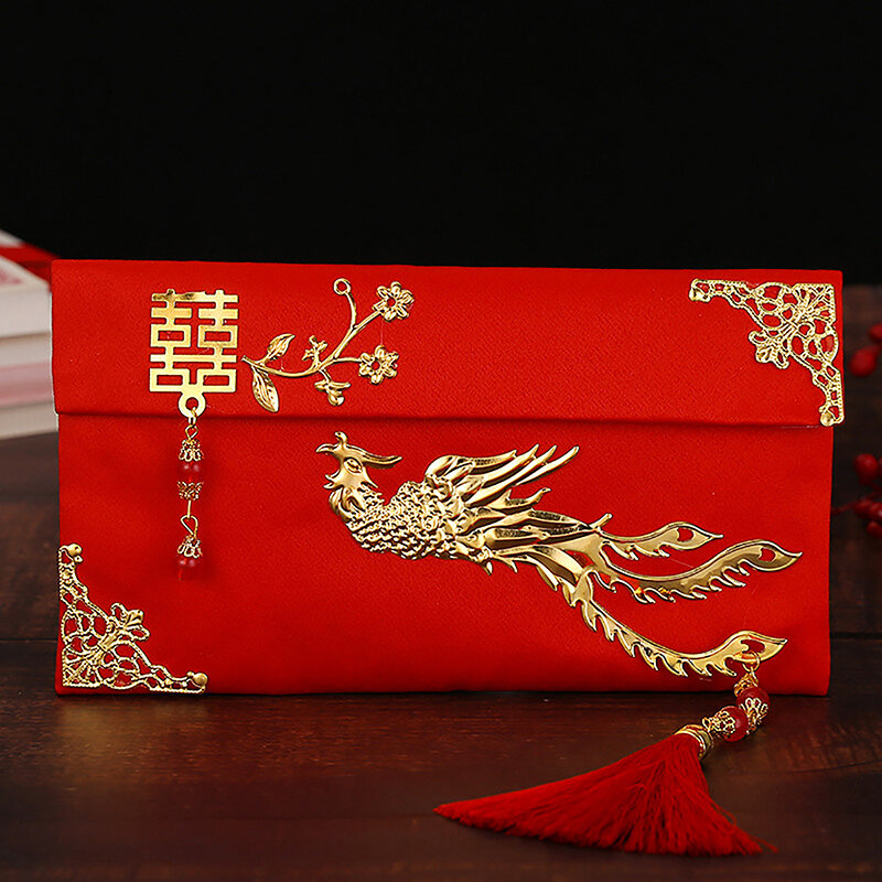 السنة الصينية الجديدة المغلف الأحمر ، حقيبة المال محظوظ ، نسيج الحرير فو ، زيارة الأقارب ، 2022 ، 1 قطعة