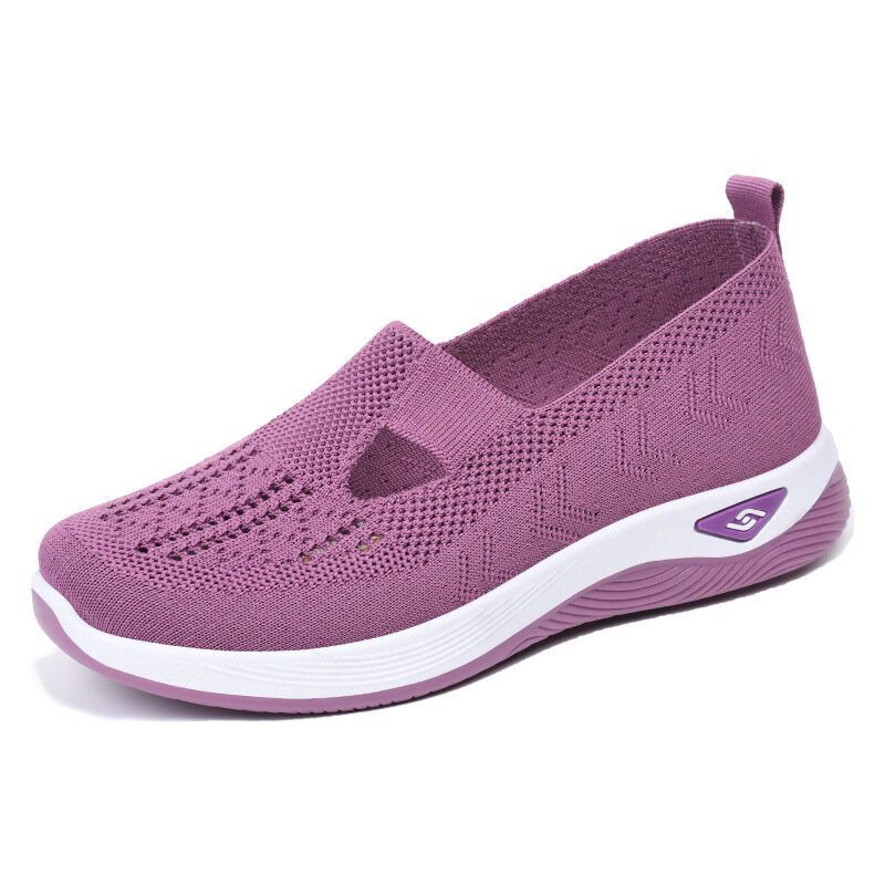 المرأة الجديدة الصيف الأحذية شبكة تنفس أحذية رياضية ضوء الانزلاق على منصة مسطحة أحذية غير رسمية السيدات المضادة للانزلاق المشي المنسوجة الأحذية