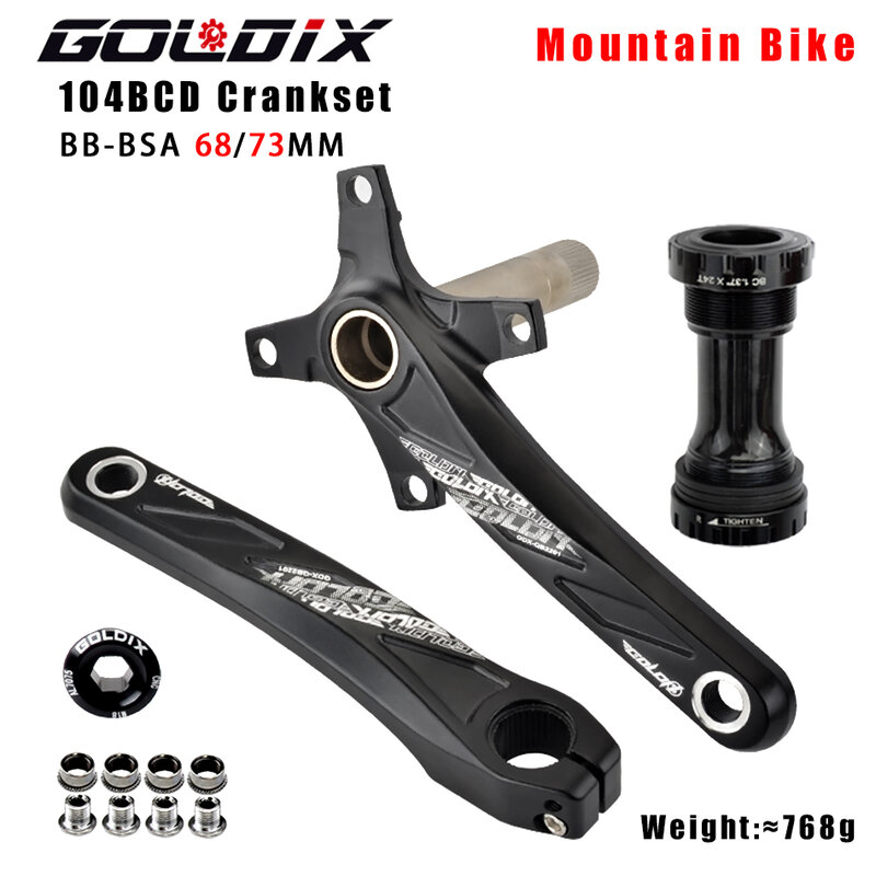 GOLDIX 104BCD واسعة وضيقة الأسنان دراجة هوائية جبلية أجزاء كرانسيت 170/175 مللي متر السواعد مستديرة/البيضاوي سلسلة 32T/34T/36T/38T متب