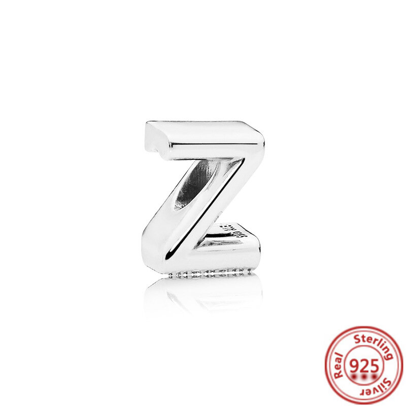 925 فضة رسالة A-Z 26 الإنجليزية الأبجدية بافي تألق الخرز صالح الأصلي باندورا Charms سوار DIY بها بنفسك صنع المجوهرات