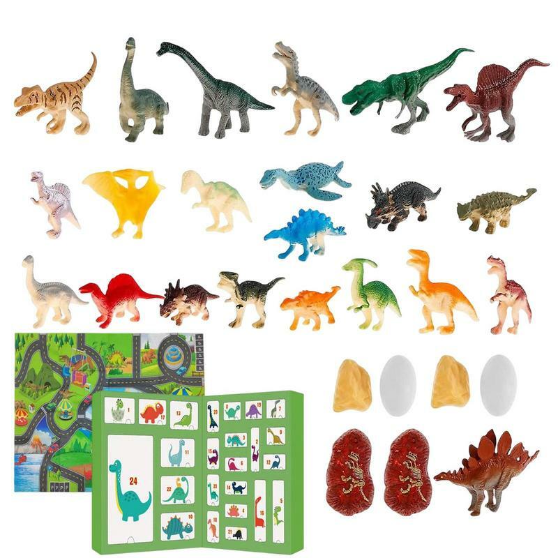 عيد الميلاد تقويم القدوم دمى الديناصور التعليمية ديناصور لعبة تقويم القدوم عيد الميلاد 24 يوما العد التنازلي هدية صندوق للأطفال