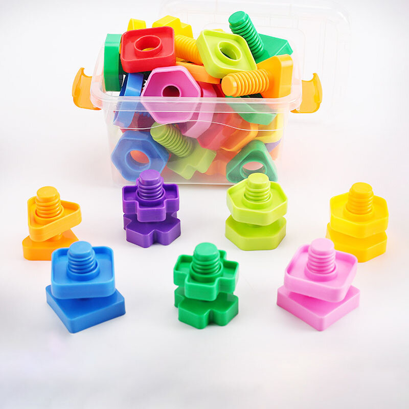 5 مجموعة برغي اللبنات البلاستيك إدراج كتل الجوز شكل لعب للأطفال ألعاب تعليمية مونتيسوري موديلات صغيرة