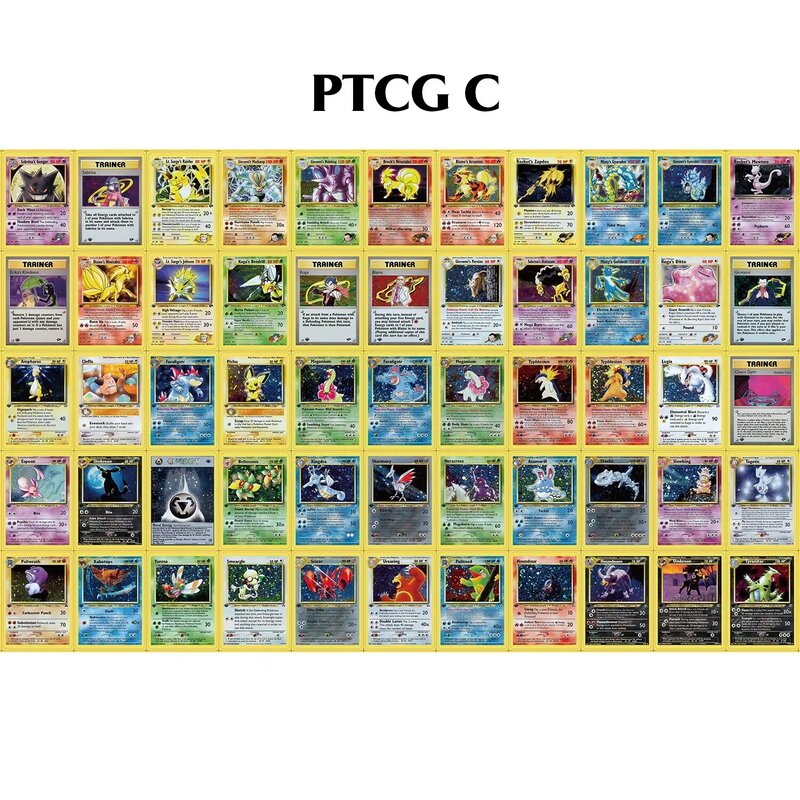 بوكيمون النادرة المجسم جمع بطاقة ، PTCG وكيل بطاقة مجموعة ، الأزرق الأساسية ورقة ، 1st الطبعة ، الاطفال بوكيمون لعبة ، 55 قطعة