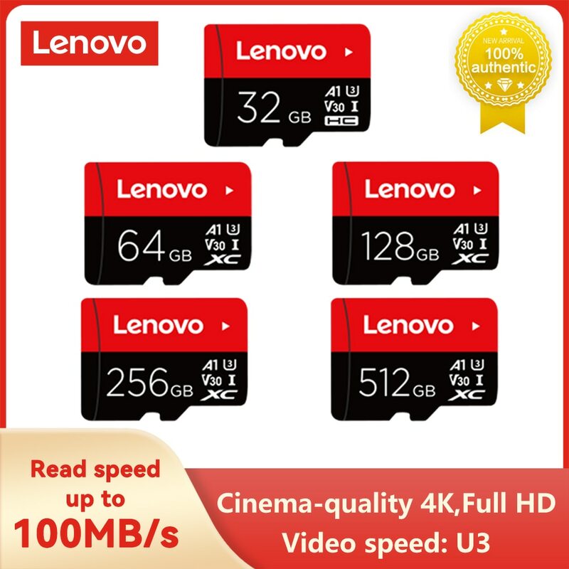 بطاقة ذاكرة لينوفو ، GB ، GB ، GB 64GB 32GB U3 V30 4K Full HD Micro TF Mini SD Card بطاقة ذاكرة TF فلاش للهاتف/الكمبيوتر