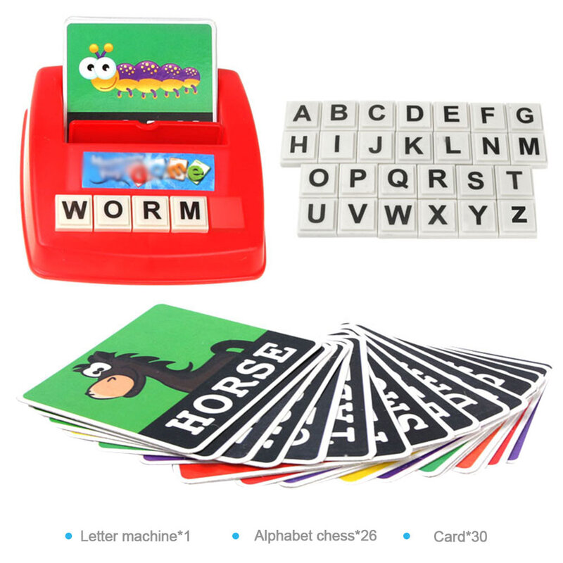 Childern الإنجليزية الإملاء ألعاب تعليمية الإنجليزية الأبجدية بطاقة آلة الاطفال اللعب لغز لعبة الإبداع الوسائل التعليمية