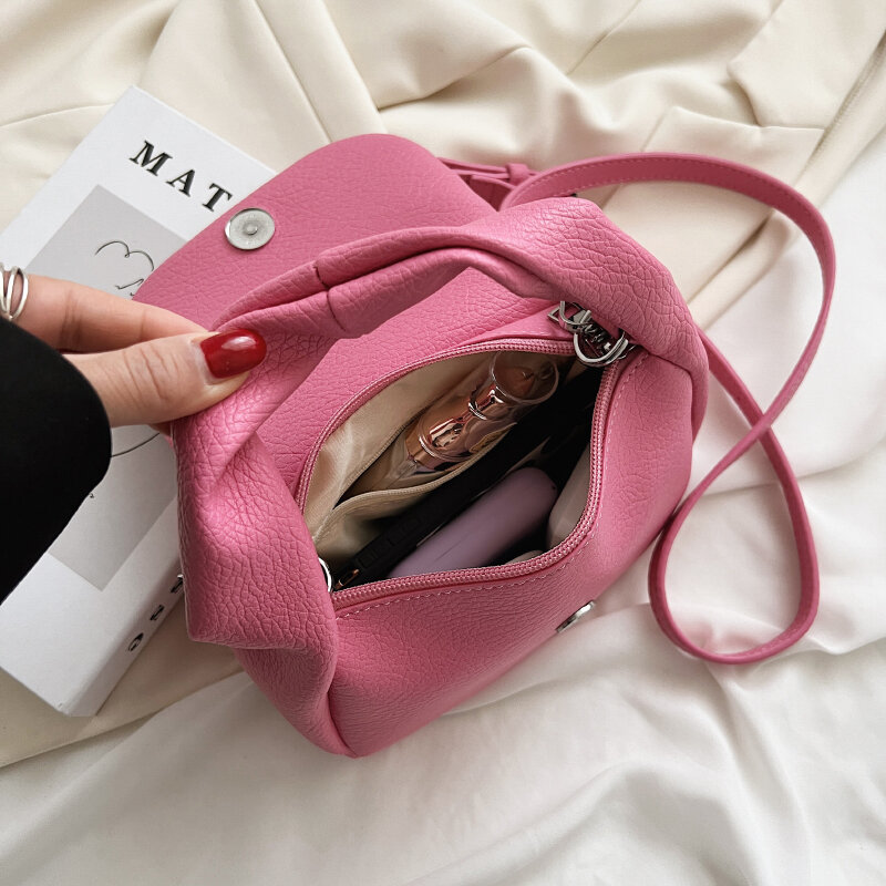حقائب كروس صغيرة لطيفة بمقبض قصير للنساء ، حقيبة كتف من الجلد الصناعي ، حقائب يد مصممة ، محافظ أزياء كورية ،