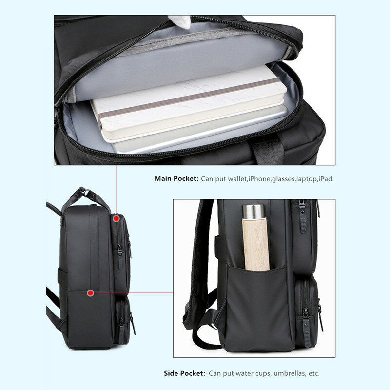 جيب BULUO الاتجاه عادية قدرة عالية ميزة حقيبة الظهر الكمبيوتر الجديد حقيبة رجالية 15 بوصة محمول السفر حقائب نيلون للرجل