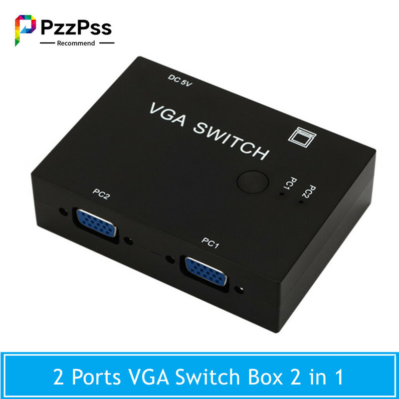 PzzPss 2 في 1 خارج VGA الجلاد 2 ميناء VGA التبديل صندوق VGA ل لوحات المفاتيح فك التشفير صناديق 2 مضيفين حصة 1 عرض دفتر العارض