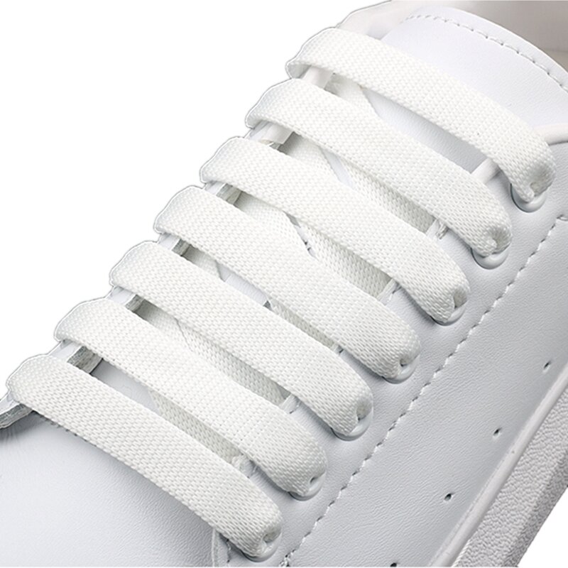 أربطة أحذية بألوان قوس قزح متدرجة للجنسين ، أحذية بيضاء كاجوال كلاسيكية MCQ ، أربطة مسطحة ، حياكة دقيقة ، من من 6 ألوان