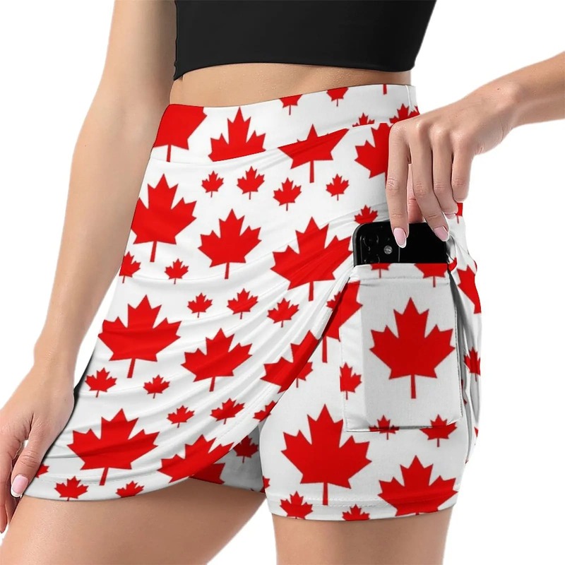 كندا مابل ليف العلم شعار ضوء برهان بنطلون تنورة المرأة الملابس الاتجاه 2023 الجنية الجرونج تنورة السراويل