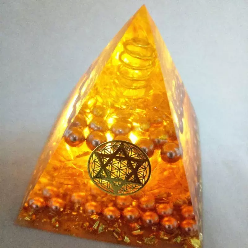 هرم أورجونيت كريستال Aura للطاقة ، مصنوع من الراتنج ، مصنوع يدويًا ، يجذب الثروة ويحسن الحظ ، المجوهرات الزخرفية