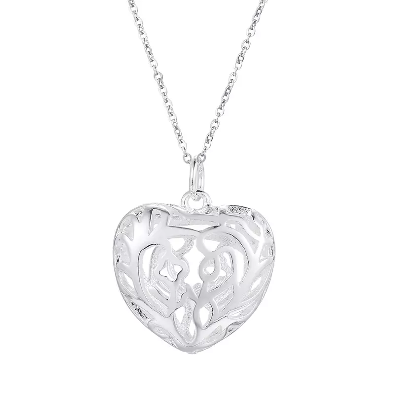 قلادة على شكل قلب من الفضة الإسترليني للرجال والنساء ، مجوهرات الزفاف والخطوبة ، هدية الموضة