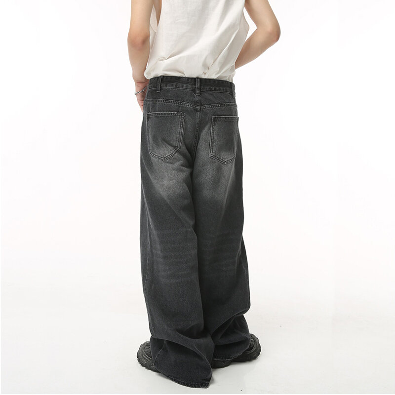 سراويل جينز فضفاضة كلاسيكية للرجال ، ملابس الشارع ، ساق واسعة ، فضفاضة ، بالأسى ، على التوالي ، الموضة ، جديدة ،