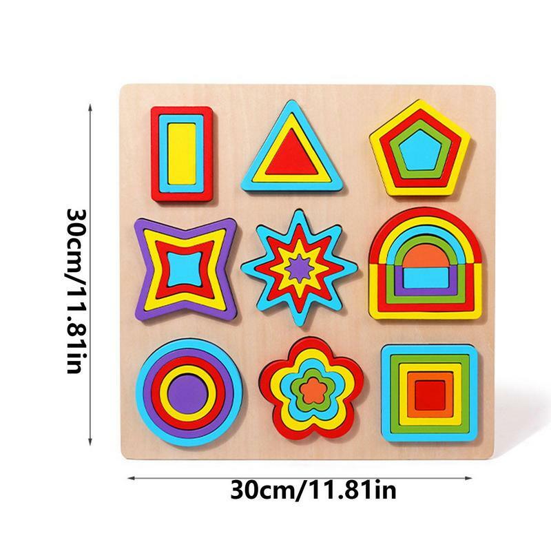 خشبية مونتيسوري شكل هندسي مربوط لغز كتلة التعليم المبكر والتعرف اللون لعب لعبة للأطفال