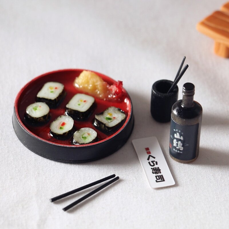 4 قطعة/المجموعة/مجموعة لعبة طعام السوشي اليابانية المصغرة لـ