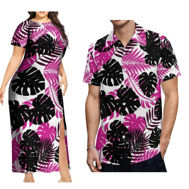 فستان نسائي قصير ، فستان طويل بفتحة ساموان ، قبيلة بولينيزية ، قميص هاواي للرجال ، بذلة متطابقة ،