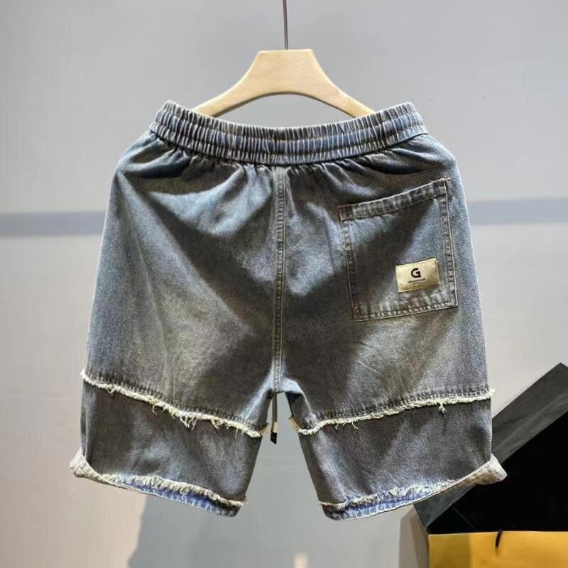 سراويل جينز كاجوال للرجال ، فتحة خصر مرنة ، سراويل مطاطية ، سراويل عصرية كورية