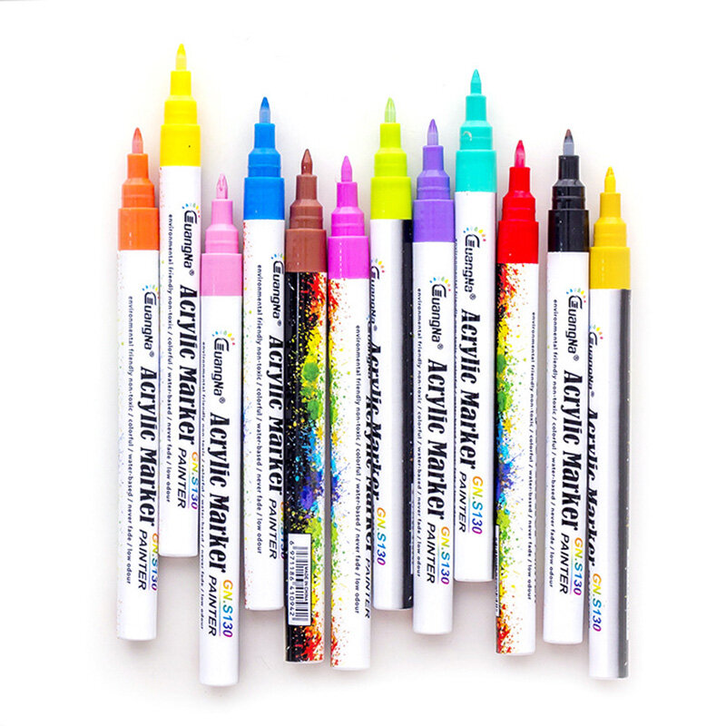 12 الألوان 2.0 مللي متر الاكريليك قلم طلاء مجموعة أقلام إمدادات فن الإبداعية لوحة يدوية متعددة الوظائف اللون الفن الكتابة على الجدران أقلام خطاط (ماركر)