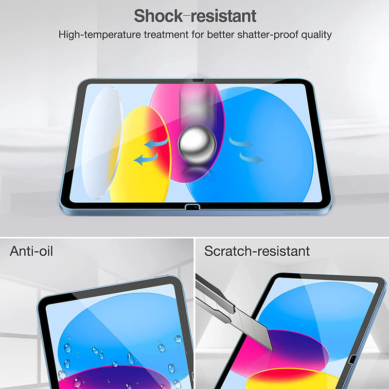 زجاج مقسى لجهاز iPad 10 الجديد لعام 2022 الجيل 10th A2757 A2777 غطاء حماية شاشة لوحي لجهاز Apple iPad شاشة 10.9 بوصة 2022